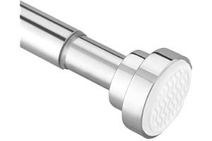 WIDYANA Shower Curtain Rod Spring Tension Shower Curtain Rod Adjustable 31-87 Inches 1" Diameter Tension Curtain Rod No Drilling, Non-Slip, Antirust, Silver Shower Rod for Bathroom Window Closet Wardrobe