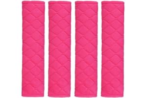 MIRKOO Car Seat Belt Cover Pad, 4-Pack Soft Car Safety Seat Belt Strap Shoulder Pad for Adults and Children, Suitable for Car Seat Belt, Backpack, Shoulder Bag, Laptop Computer Bag(4-Pink)