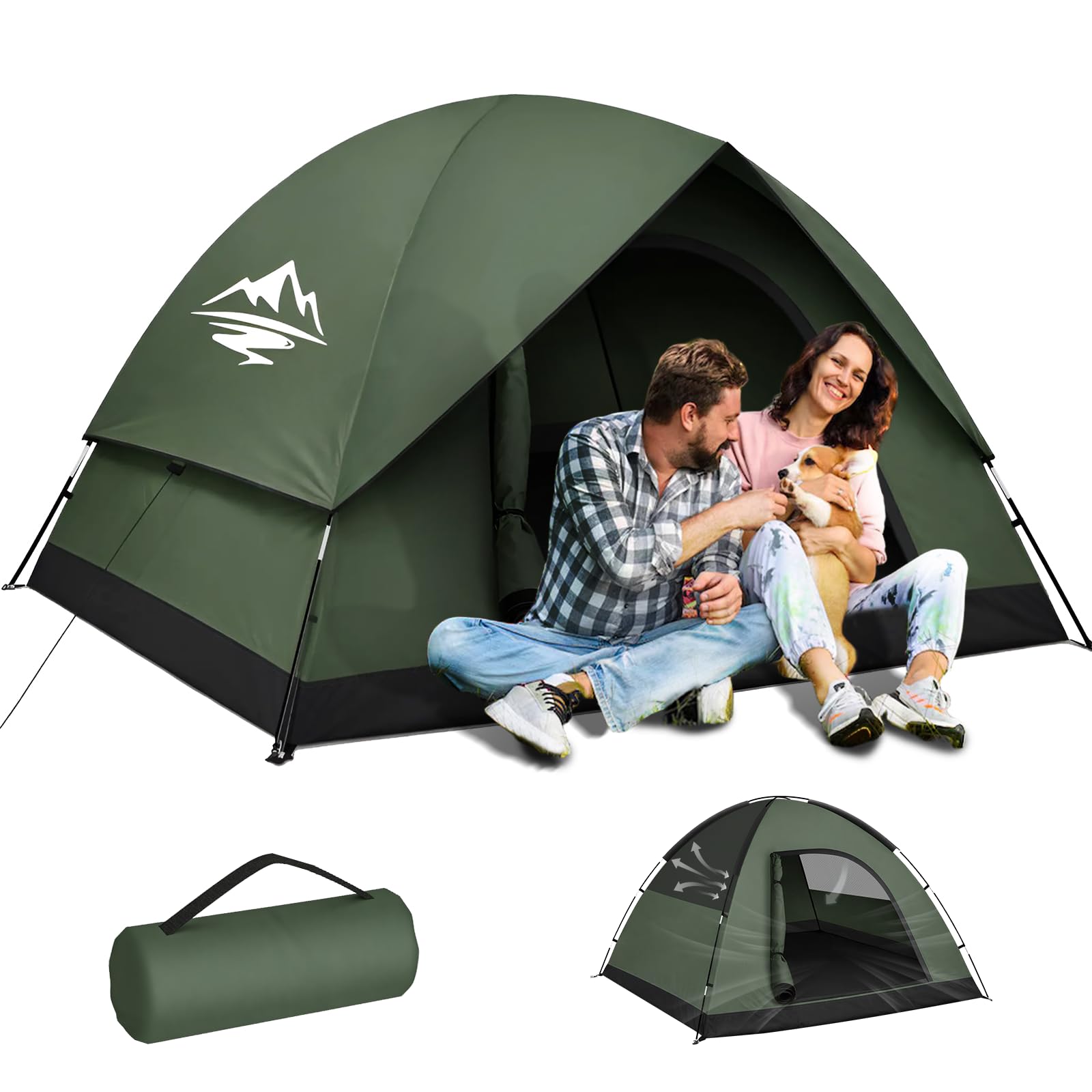 Photo 1 of Tents for Camping 2/3/4 Person with Rainfly - Camping Tent Waterproof Windproof Easy Setup, Portable Double Layer Outdoor Dome Tent, Backpacking Tents for Adventure Backyard Hiking