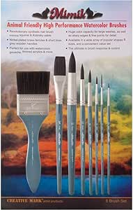 Creative Mark Professional Artist Watercolor Paintbrush Set, Mimik Synthetic Squirrel Hair for Watercolour, Acrylics, Gouache, and Washes - Value Set of 8 Assorted Sizes