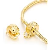 RUBYCA 40pcs Gold Color Clip Lock Stopper Clasp Beads DIY fit European Charm Bracelet Model 136
