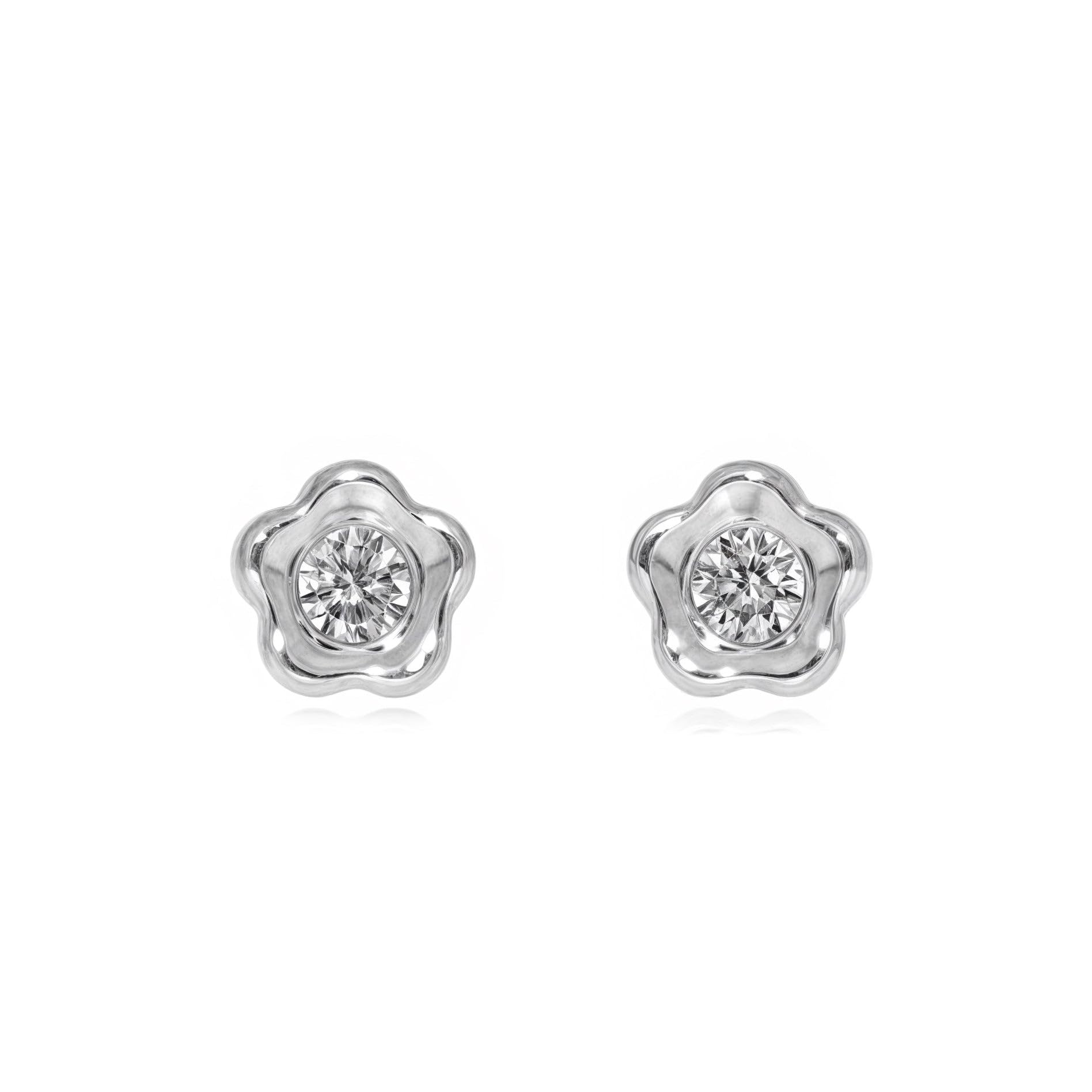 9ct White Gold flower Children's Earrings