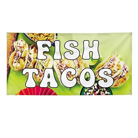 Amazon Com Vinyl Banner Sign Fish Tacos 1 Style A Restaurant