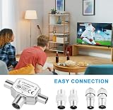 AXFEE 2-Way TV Aerial Splitter 1 Female to 2 Male Coax Shielded Zinc Alloy view 7