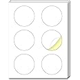 30 Sheets - 3 inch Round Labels, White Printable Circle Stickers, Laser/Inkjet Printing - Letter Size (8.5" x 11")