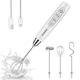 YUSWKO White Handheld Milk Frother Wand for