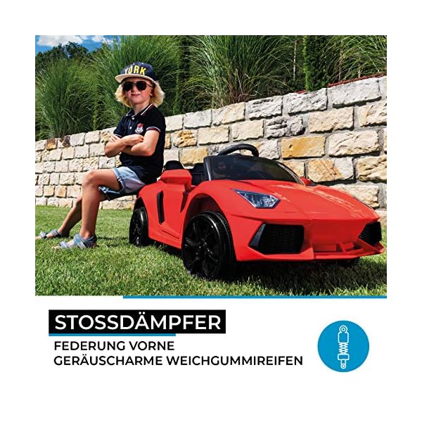 Actionbikes Motors Kinder Elektroauto Super Sport | 2,4 Ghz Fernbedienung - 1 Person Kunstledersitz - MP3 - USB - SD - 2 x 25 Watt Motor (Total 50 Watt) - Soft Start (Rot) – Bild 6