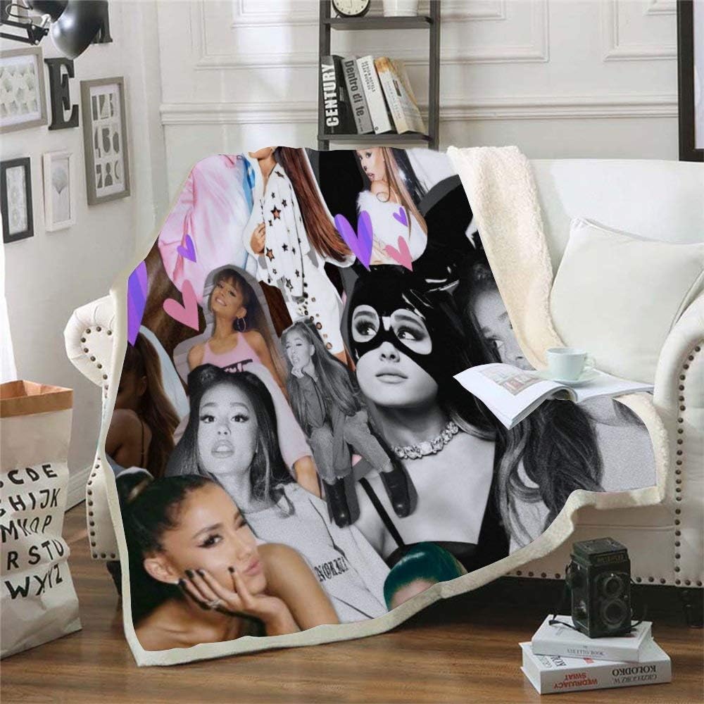 Yoin Celebrity Ariana Grand Design Blanket Plush 3d Printed for Adults Sofa Sherpa Fleece Bedspread Wrap Throw Blanket Microfiber -14,Clear,130x150cm