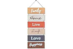 ECORISE Hanging Wall Décor Sign - Welcome Vertical Wall Art Decorations, Rustic Home Accessories for Living Room, Bedroom, Family, Dining, and Kitchen, Outdoor Signs for House, Live, Laugh, Love Plaques