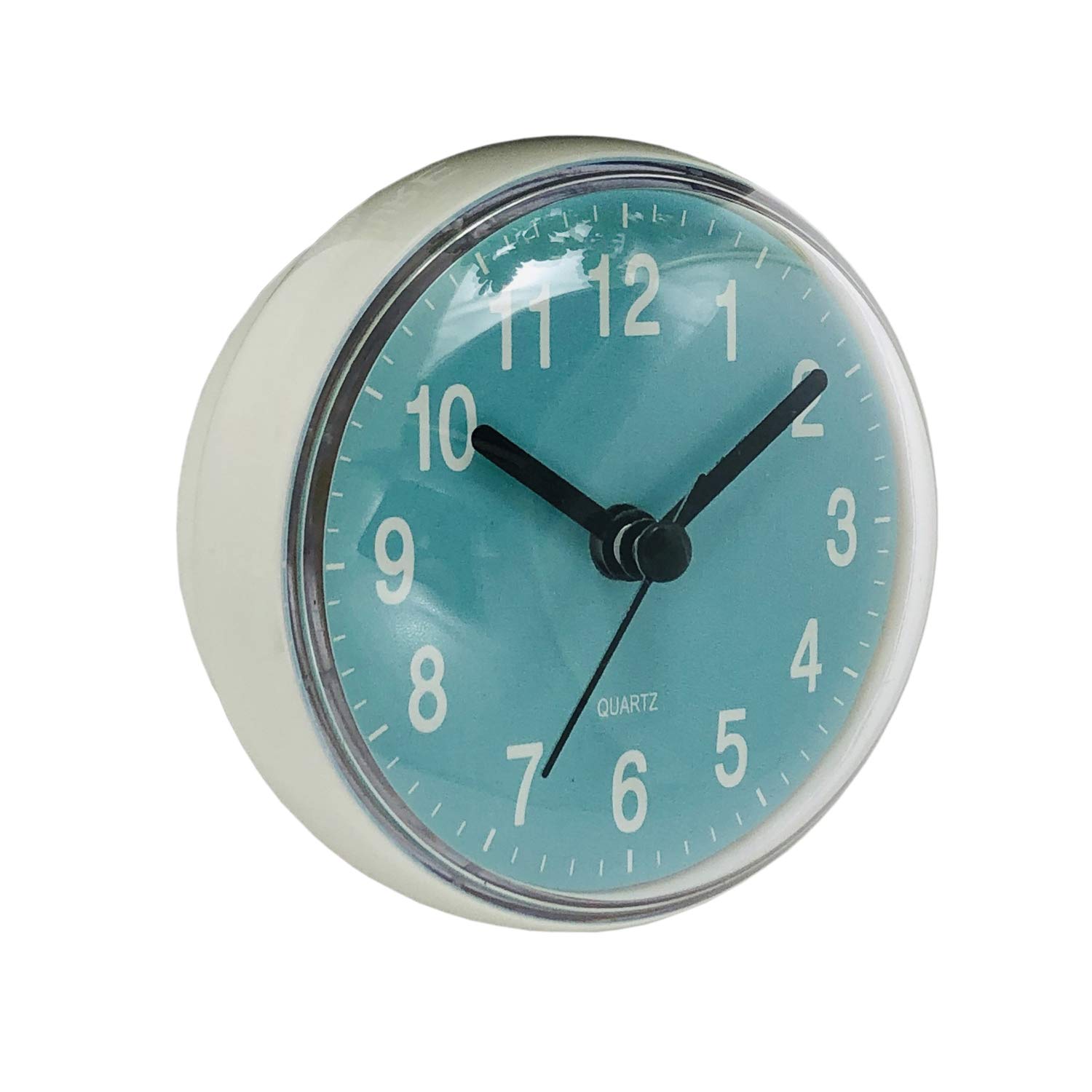 Verve Jelly Mini Shower Clock, Round Waterproof Wall Clock With Quiet Sweep Movement, Window Mirror Bath Bathroom Accessories, Blue, 2.8 * 2.8 * 1.7in