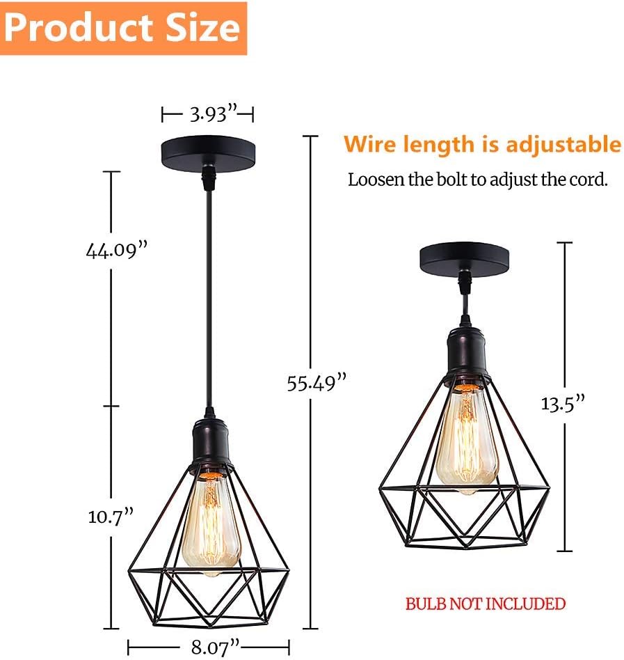 Biqing Industrial Cage Pendant Ceiling Light,Adjustable Hanging Ceiling Lights - Image 3