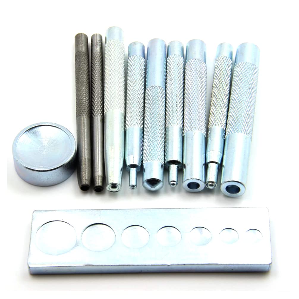 WINOMO 11-Piece Leather Craft Tool Kit with Rivet Setter and Base for Rivet Button Hole Punch