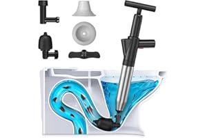 HYANEXVEXAL Toilet Plunger, High Pressure Air Drain Blaster, Drain Clog Remover Tool, High Pressure Drain Blaster Gun with Visual Barometer, Powerful Sink Plunger for Bathroom Kitchen Toilet Clogged Pipe