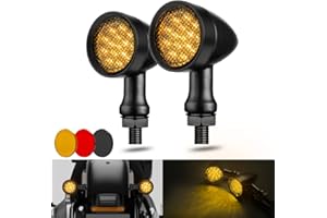 KICRY Motorcycle Turn Signals LED Bullet Front Rear Indicator Lights Universal Compatible for Harley Davidson Cruiser Iron Softail Street Bike Honda Shadow Yamaha Chopper Bobber Cafe Racer(Black/Amber)