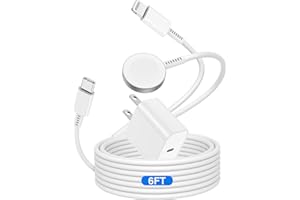 QZVOO for Apple Watch Charger USB C for iPhone&Watch, [MFi Certified] Magnetic 2-in-1 for iWatch Fast Charging Cable 6ft with 20W Fast Charger Block for Watch Series Ultra 9 8 7 6 5 4 3 SE & iPhone 14/13/12