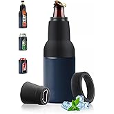 Stepstall Beer Gifts for Men - Beer Bottle Cooler with Opener, 12 oz. Slim Can Insulator (Navy Blue)