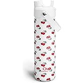 ENCOOL Insulated Water Bottle with Straw Stainless Steel Water Bottle, Leak-Proof, BPA-Free, Double Wall Vacuum Keeps Cold for 24 Hours for Sports, Travel, School (26 oz, Cherry)