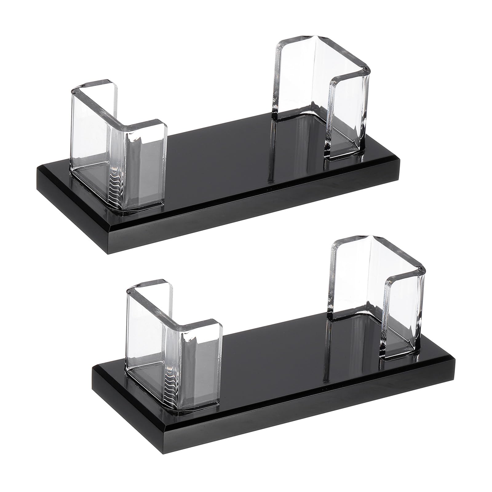PATIKIL Acrylic Business Card Holder for Desk, 2 Pcs Desktop Business Card Holder Acrylic Name Card Display Stand Organizer for Office Home Exhibition, Clear Black