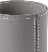 Osco Faux Leather Pen Pot Desk Organizer Grey 10.5 cm H x 8.7 cm Dia view 3
