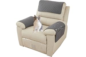 EXTLEZSA Water Proof Sofa Armrest Cover, 1/2/3 Seater Sofa Headrest Slipcovers with Pocket Nonslip Armchair Cover Quilted Furniture Protector for Recliner Leather Sofa Couch (Dark Gray,1 Seat 3 pc)