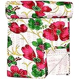 GANESHAM Indian Luxury Throw Blankets Home Decor Hand Kantha Stich Floral Bedsheet Bohemian Handmade Boho Hippie Vintage Bedd