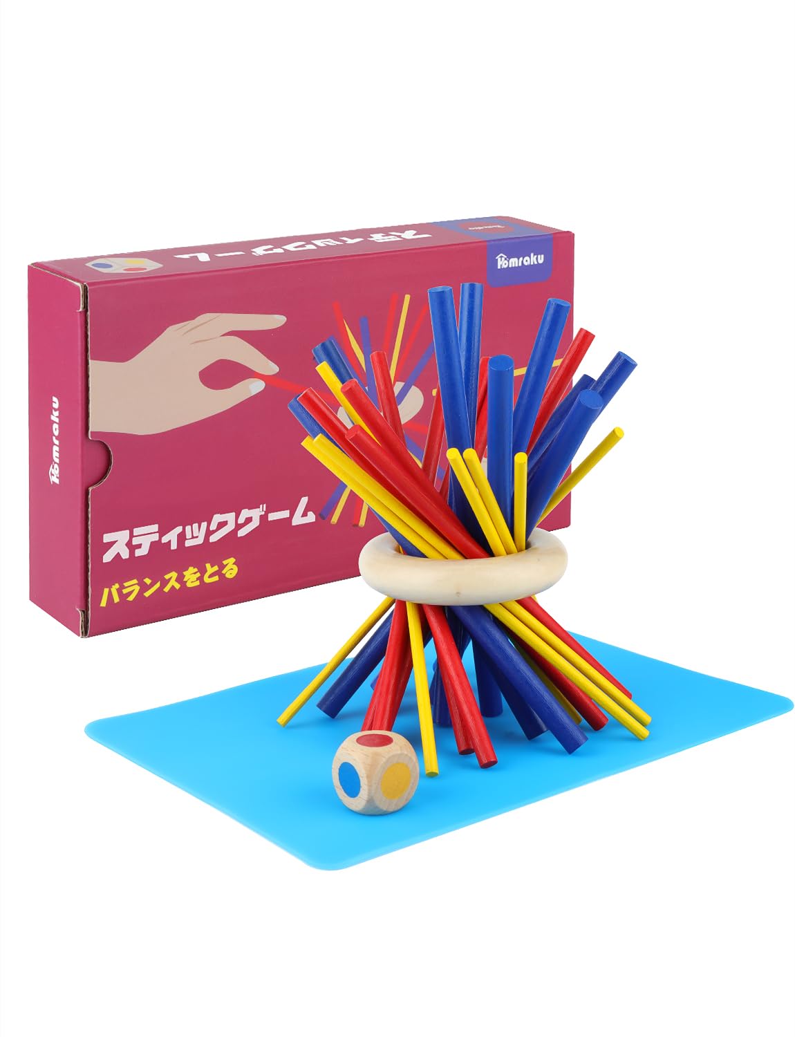 Homraku 木製バランスゲーム ボードゲーム 立体パズル 積み木ブロック ドミノブロック テーブルゲーム 子供も大人も老若男女楽しめる おもちゃ 27PCS 滑り止めマット付き商品画像