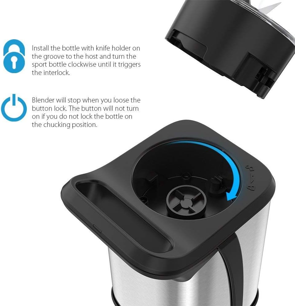 homgeek Personal Mini Blender Smoothie Maker for Juice Shakes and Smoothie,Portable Small Countertop Mixer with 600ml Travel Sport Bottle, 300W: Kitchen & Dining