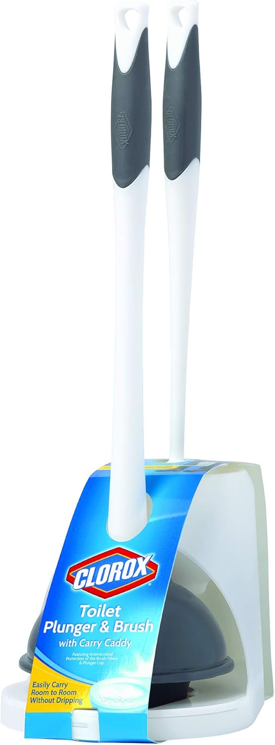 Clorox Toilet Plunger and Brush Combo, Brush & Plunger, White 2 Piece: Home & Kitchen