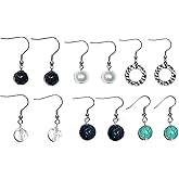 Beaded Dangle Earrings, Surgical Stainless Steel French wire Women's Sets of beaded earrings in Gift Box.