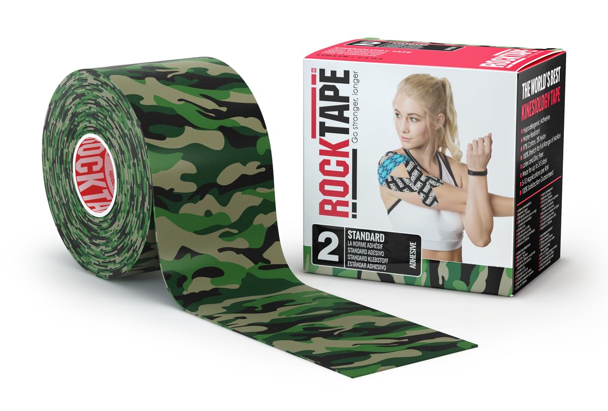 RockTape 5cm width x 5m length Kinesiology Tape - Green Camo