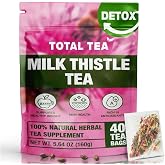Total Tea Milk Thistle Seeds Tea Bags Liver Detox Cleanse 40 Count | Natural Fruit Herbal Tea for Digestion and Bloating Liver Health Immune System Support Stomach
