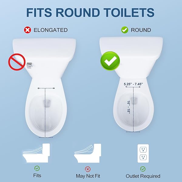 IYTATA ELECTRIC BIDET TOILET SEAT, ROUND, WARM WATER WITH AIR DRYER, HEATED SEAT AND SLOW CLOSE LID, FRONT AND REAR WASH, LED NIGHTLIGHT, WIRELESS REMOTE, WHITE, 101D