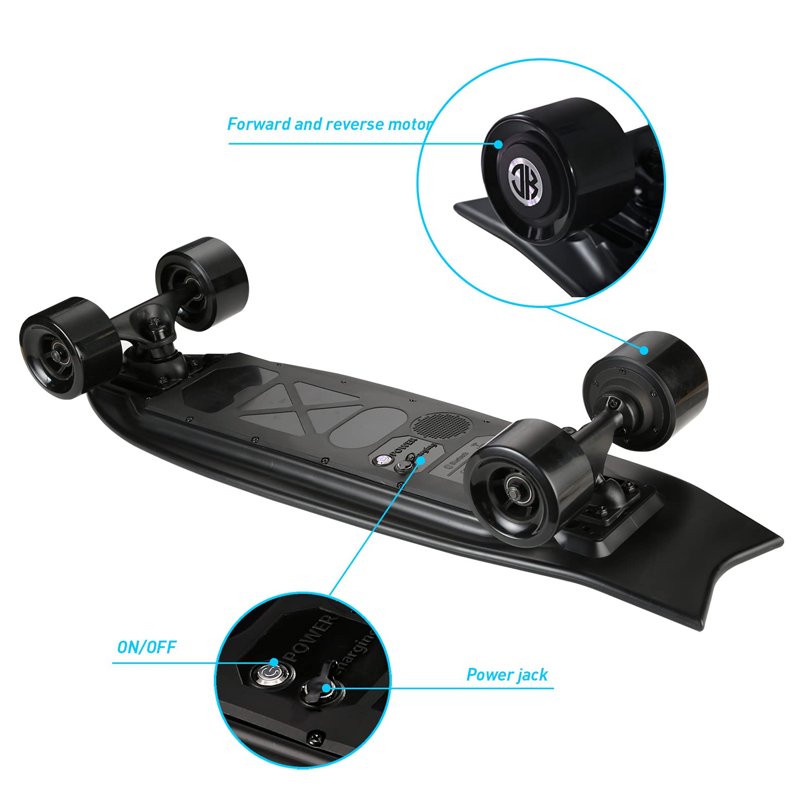 Electric Skateboard Electric Longboard with Remote Control Electric Skateboard,450W Hub-Motor,18.6 MPH Top Speed,7.6 Miles Range,3 Speeds Adjustment,6 Months Warranty
