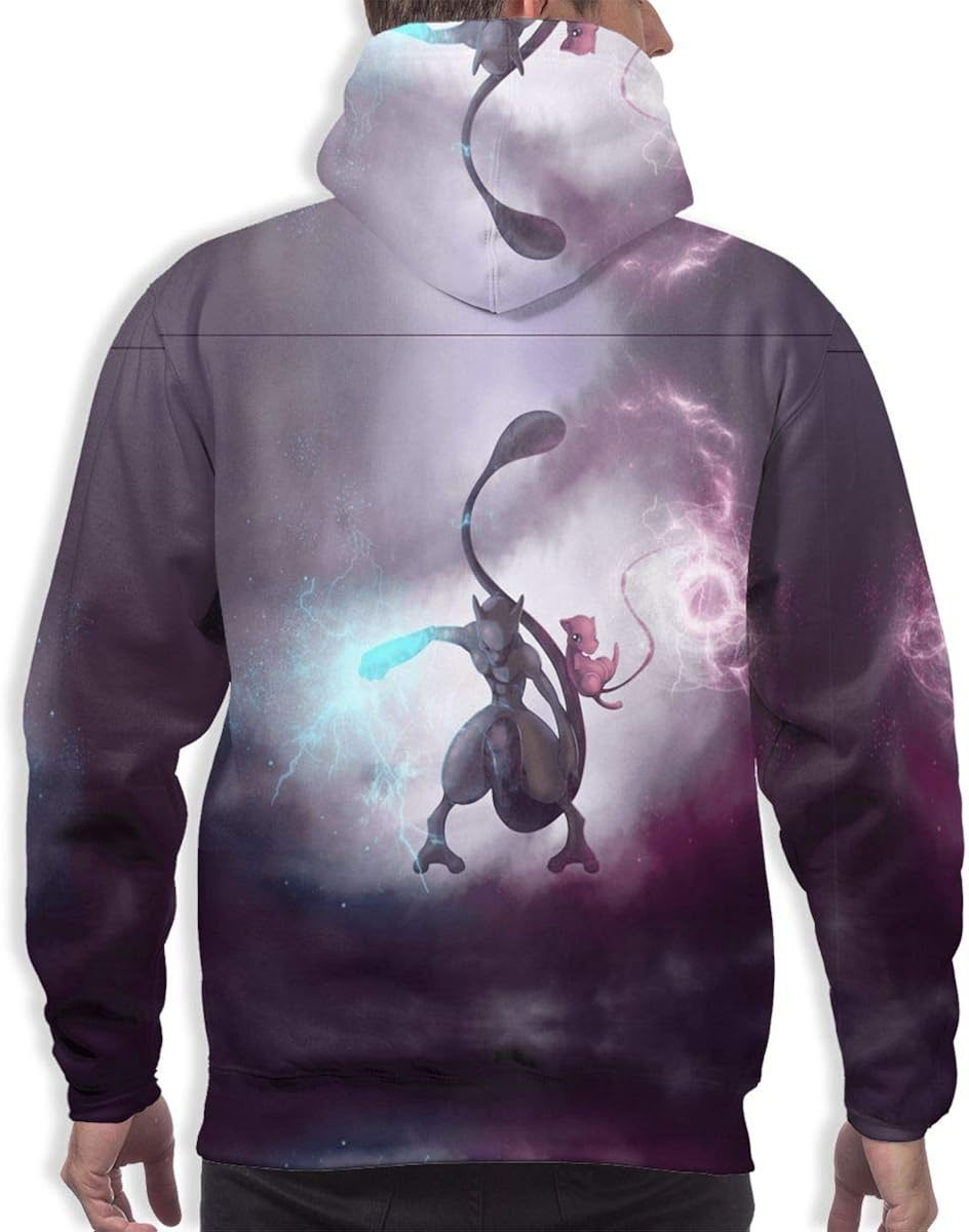 Amazon Com Others Pikachu Mew Mewtwo Men S Hooded Hoodie Pullover Cute Hooded Pullover Sweatshirt Black L Clothing