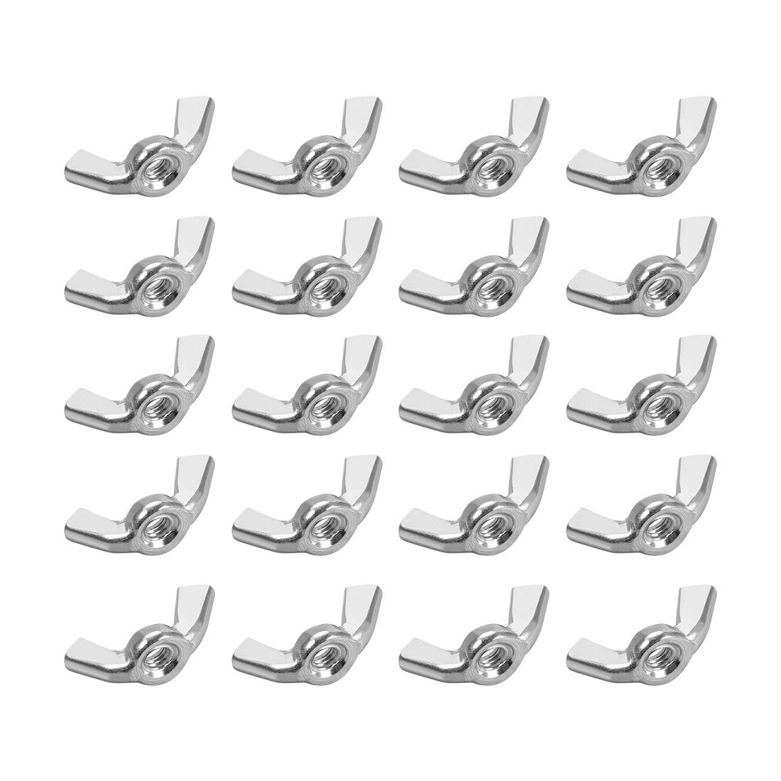 sourcing map 3/16"-24 Wing Nuts, Carbon Steel Zinc Plated Fasteners Parts Hurrican Screws Hand Twist Tighten Ear Butterfly Nut, 20pcs