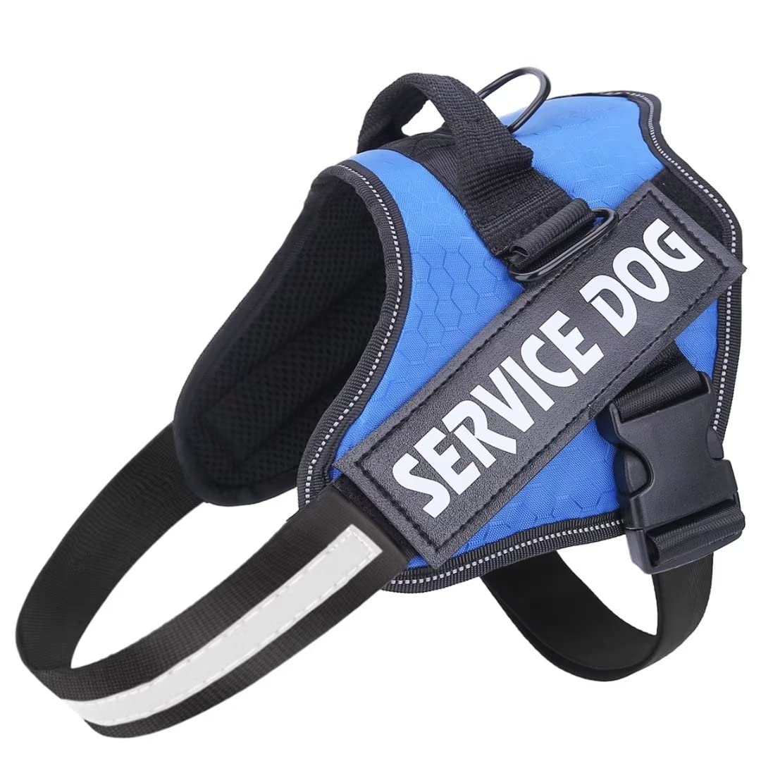 Belababy Soft No Pull Dog Harness X Small, Adjustable Assistance Service Dog Vest with Safety Buckle, Reflective Breathable Outdoor Training Dog Harness（Blue）