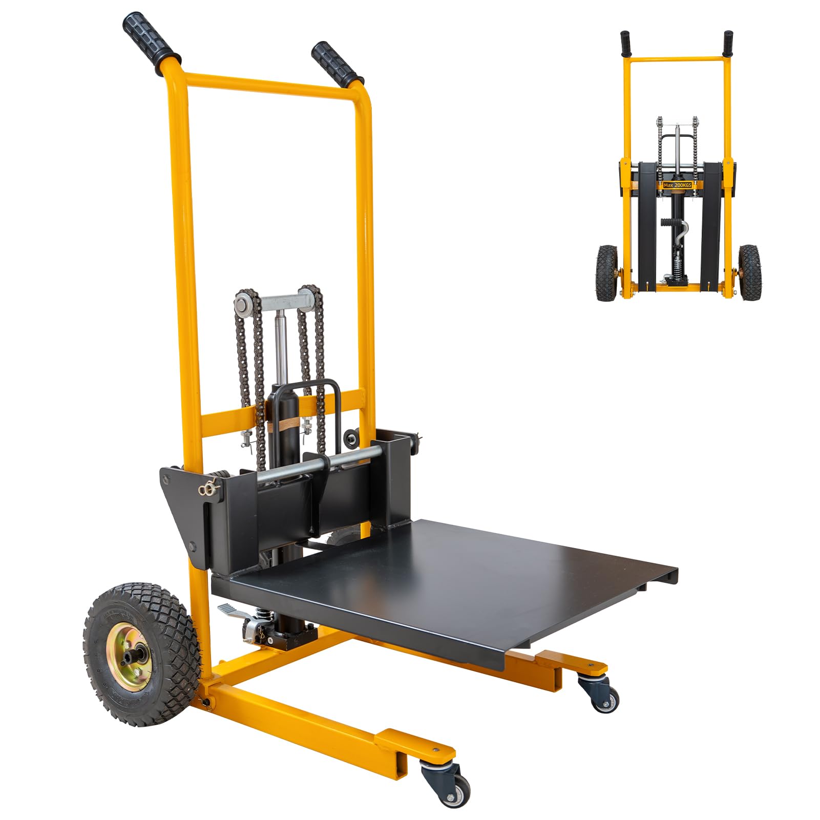 Photo 1 of **PARTS ONLY***MMS Foldable Hydraulic Material Lift Winch Stacker, 450 Lbs 35.8" Max Lift w/ 9" Wheels 360° Swivel Casters, Pallet Truck Dolly, Fork Lift Table Cart, Pallet Jack, Removable Platform, Adjustable Forks