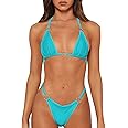 MIKETAI Sexy Bikinis for Women 2 Piece Bikini Spaghetti Strap Swimsuits Solid Color Bathing Swimwear Triangle Bathing Suit