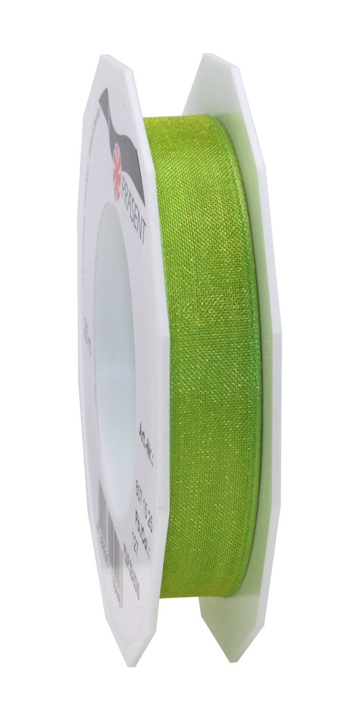 C.E. Pattberg Präsent - Four Seasons Organza wired edge Ribbon Grass Green 15 mm width, 25 m length — image 1