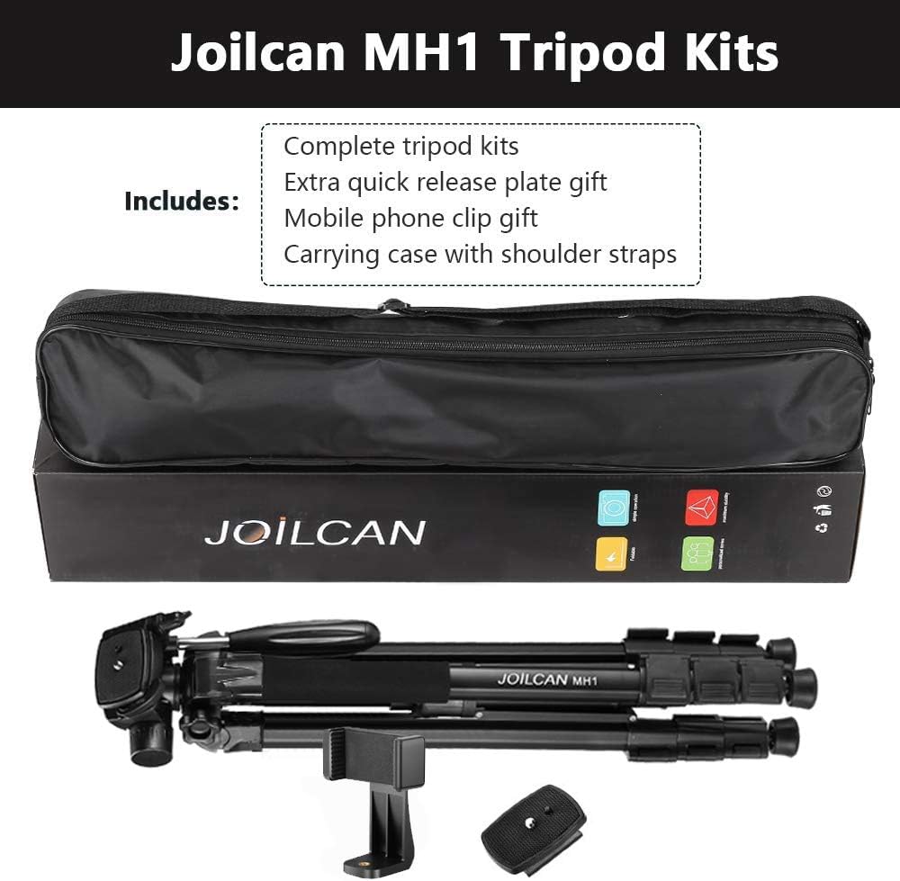 72-Inch Camera/Phone Tripod, Aluminum Tripod/Monopod Full Size for DSLR with 2 Quick Release Plates, Universal Phone Mount and Convenient Carrying Case Ideal for Travel and Work - MH1 Black : Camera & Photo