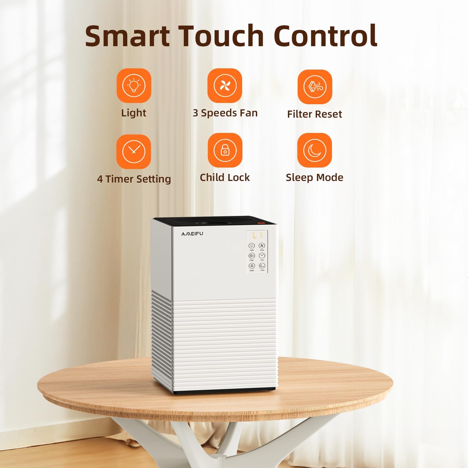Air Purifier for Home Large Room Up to 1200 Sq Ft, Air Cleaner with H13 Filter, Air Quality Sensor, 4 Timers, 3 Speeds Fan, Quite Air Purifier for Dust, Pet Hair, Pollen