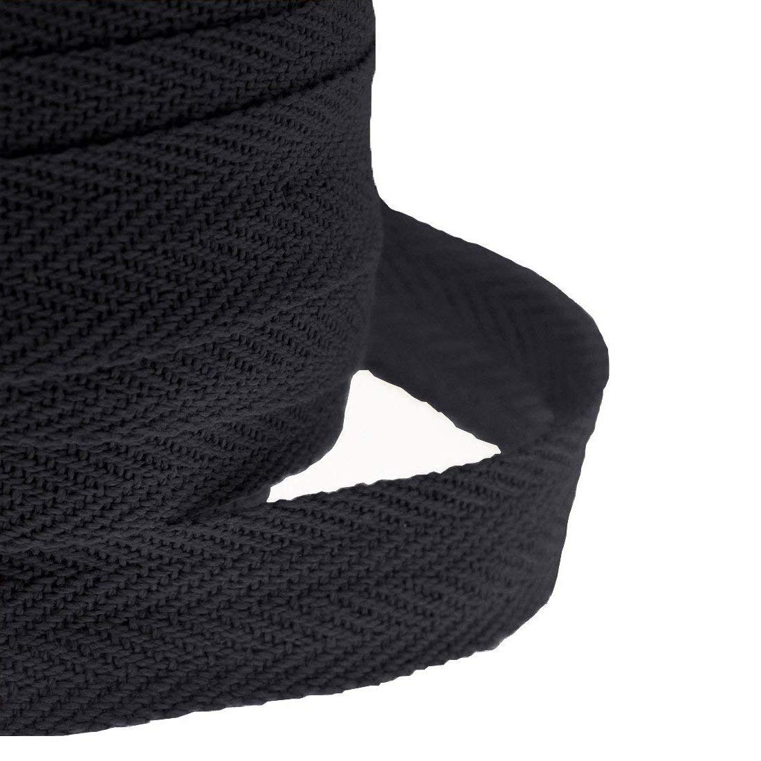 JJPRIME - Cotton 25mm 1" Herringbone Craft Apron Twill Dressmaking Sewing Bunting Tape (Black, 10 Meter)