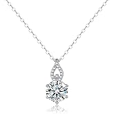LibreLumos Moissanite Necklace for Women, Solitaire Lab Created Diamond Pendant, 925 Sterling Silver Necklace, GRA Certified, Gifts for Women Wife Mom Jewelry, 16+2 inch