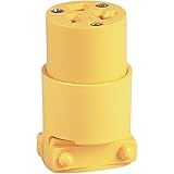 EATON 4228-BOX Heavy Duty Grounded Straight Blade Electrical Connector, 125 V, 20 A, 2 Pole, yellow