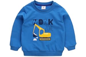 Xumplo Toddler Boys Sweatshirts Kids Long Sleeve Tops Crewneck Pullover Cotton Tee Clothes 1-8Years