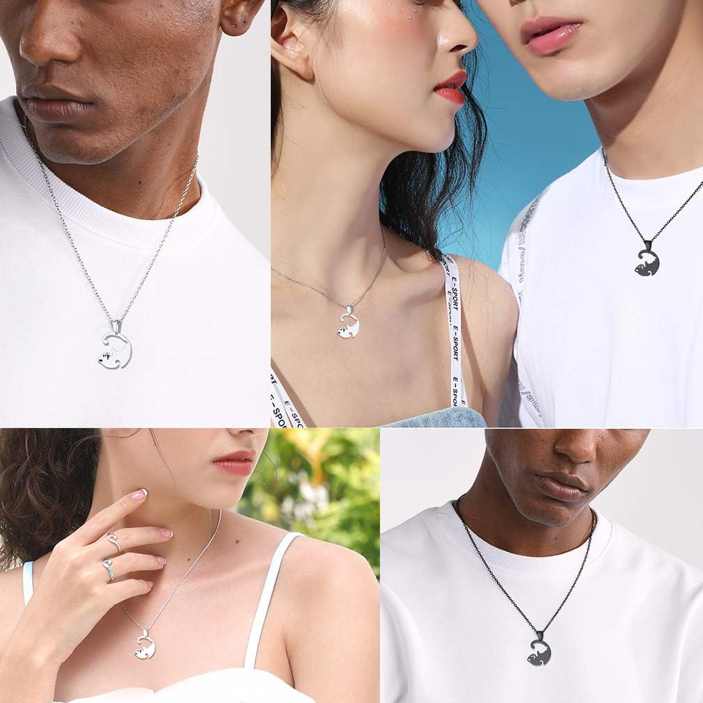 Custom4u Collier D Amitie Pour 2 Yig Yang Pendentif Meilleure Amie Enfant Friendship Bestfriend Forever Bijoux Chat Et Chat Pour Couple Amoureux En Acier Inoxydable Cadeau Anniversaire Bff Filles Amazon Fr Bijoux