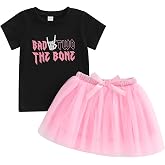 2nd Birthday Outfit Girl Baby Short Sleeve Bad Two The Bone Shirt Mesh Tulle Skirt Cute Birthday Clothes 2Pcs