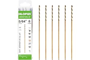 HLOFIZI 5/64" x 6" Extra Long Drill Bit (6 Pack), Aircraft Extension Drill Bits M2 High Speed Steel for Wood, Soft Metal, Pla