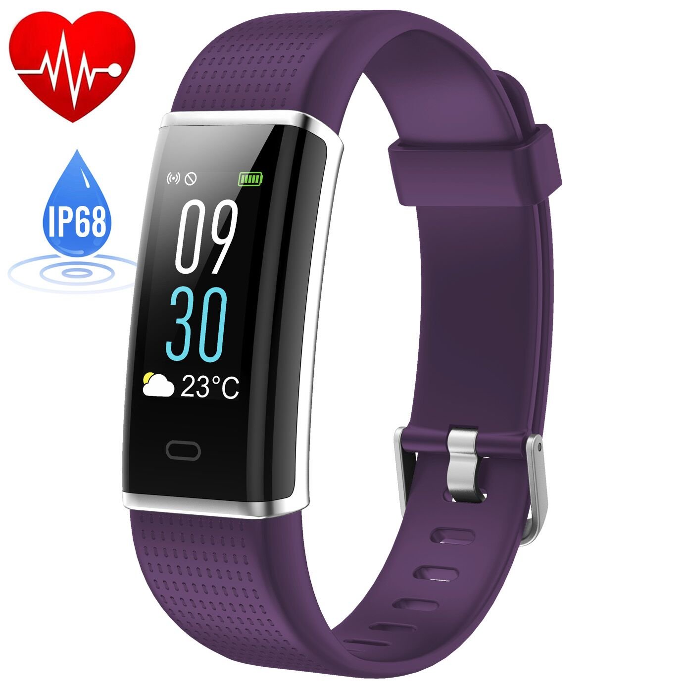HETP Fitness Armband mit Pulsmesser, Fitness Trackers Schrittzähler Uhr Pulsuhr Wasserdicht IP68 Bluetooth Aktivitätstracker für Kinder Damen Männer mit 14 Trainingsmodi Schlafmonitor Kalorienzähler