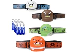 KunHe 4 Pack Kids Headlamp Perfect Stocking Stuffers for Kids Christmas Gift for Girls Boys Animals Head Lamp for Cmaping